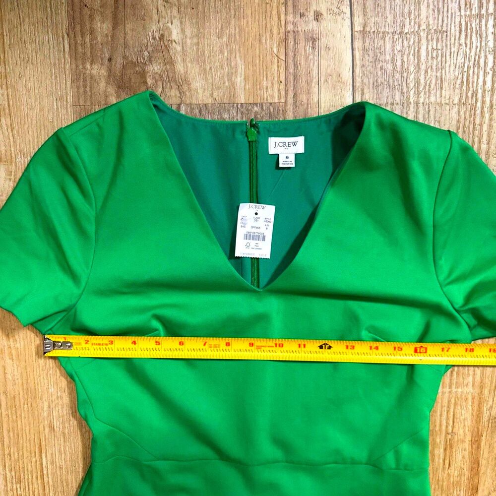 J Crew Dress Size 8 NWT Kelly Green Lined Short Sleeve Sheath Workwear - Picture 5 of 5